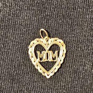 14k Solid Yellow Gold Mom Pendant